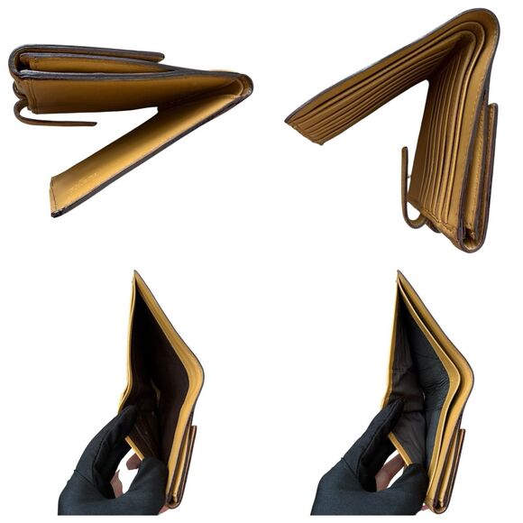 Authentic Gucci Monogram Canvas And Tan Leather Compact Wallet Women Card Slots - Picture 6 of 7